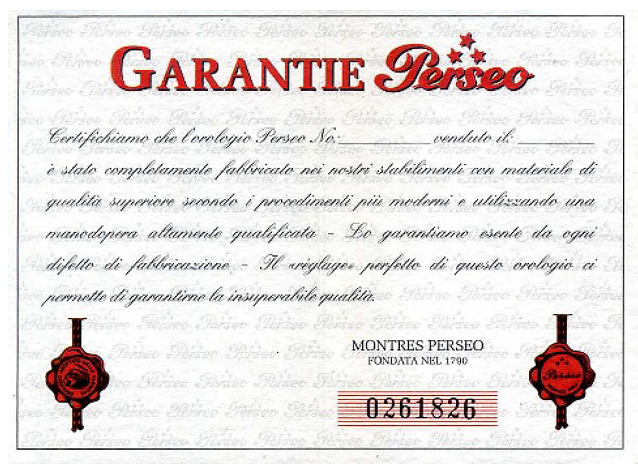 Certificazione Orologio Perseo